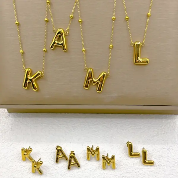 304 Stainless Steel Letter PVD Coated Golden Plated Elegant Hip-Hop Simple Style Gold Jewelry Set