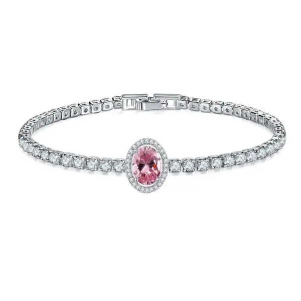 Wholesale Copper Rhodium Plated Simple Style Shiny Inlay Round Water Droplets Heart Shape Zircon Tennis Bracelet