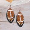 Wholesale Sporty Rugby Brown Leopard Leaves Three-layer Leather Diamond Rugby Earrings Europe and America Cross-border Amazon
