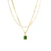 Wholesale Jewelry Fashion Heart Shape Rectangle 304 Stainless Steel Hollow Out Inlay Stainless Steel Necklaces