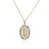 New Copper-plated 18k Gold Dripping Oil Zircon Virgin Mary Pendent Necklace Wholesale