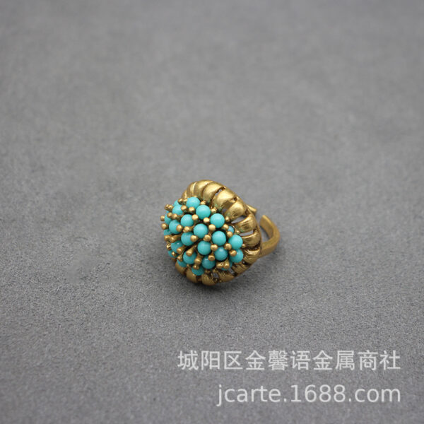 oly-a2ed58d89aa7cfd60edad0b64cea896a Wholesale Middle Ancient Vintage High Sense Fashion Personality Elegant Copper Plated Real Gold Ring Vintage Imitation Green Pine Open Ring