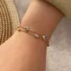PVD Coated 18K Gold Real Gold Plated Devil's Eye Heart Shape Stainless Steel Cute Waterproof Non Tarnish Bracelets
