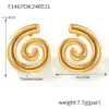 PVD Coated Real Gold Plated 18K Gold Lines Spiral 304 Stainless Steel Simple Style Classic Style Waterproof Non Tarnish Ear Studs