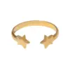 Wholesale PVD Coated Real Gold Plated 18K Gold Star 304 Stainless Steel Simple Style Waterproof Non Tarnish Open Rings