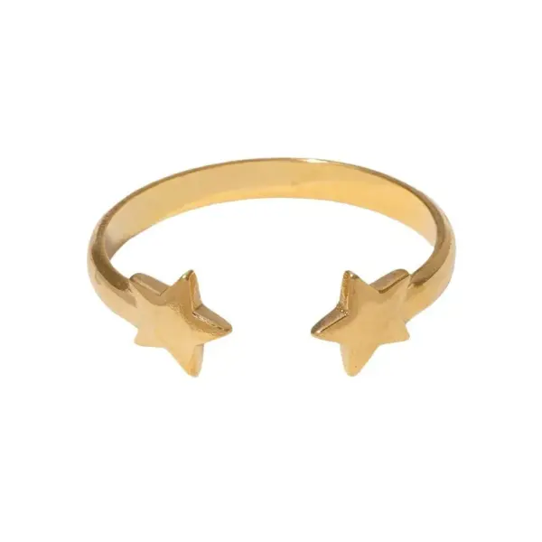 Wholesale PVD Coated Real Gold Plated 18K Gold Star 304 Stainless Steel Simple Style Waterproof Non Tarnish Open Rings