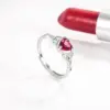 Wholesale Fashion Heart Shape Copper Inlay Zircon Rings 1 Piece