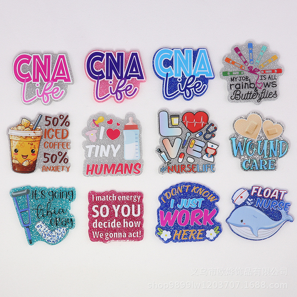 Wholesale New loose wder cross-border cartoon letter ink love bag jewelry acrylic pin DIY patch aessories