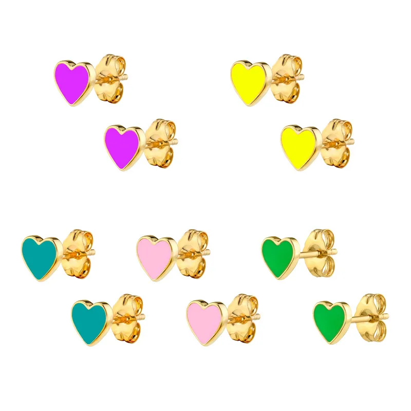 Wholesale Simple Style Heart Plating Copper Earrings Ear Studs