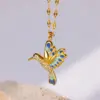 Wholesale PVD Coated Real Gold Plated Hummingbird 304 Stainless Steel Elegant Pastoral Waterproof Non Tarnish 304 Stainless Steel Pendant Necklace