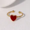 PVD Coated Real Gold Plated 18K Gold Heart Shape 304 Stainless Steel Cute Vintage Style Simple Style Waterproof Non Tarnish Open Rings