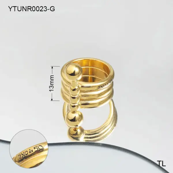 304 Stainless Steel Circle PVD Coated Stone-Free Real Gold Plated Simple Style Waterproof Non Tarnish Plating Rings