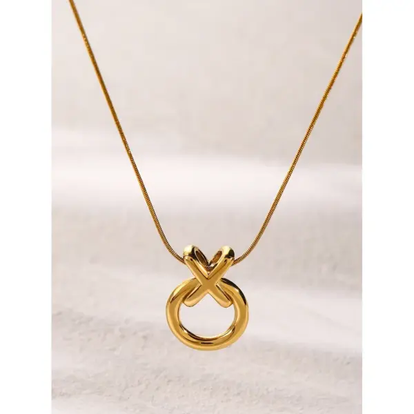 Wholesale Jewelry Basic Simple Style Classic Style Solid Color 304 Stainless Steel 18K Gold Plated PVD Coated Plating Cable Chain Pendant Necklace