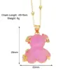 Wholesale Copper Gold Plated Cute Simple Style Bear Inlay Resin Zircon Pendant Necklace