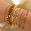 Wholesale Simple Style Geometric Solid Color Stainless Steel Plating Chain Bracelets