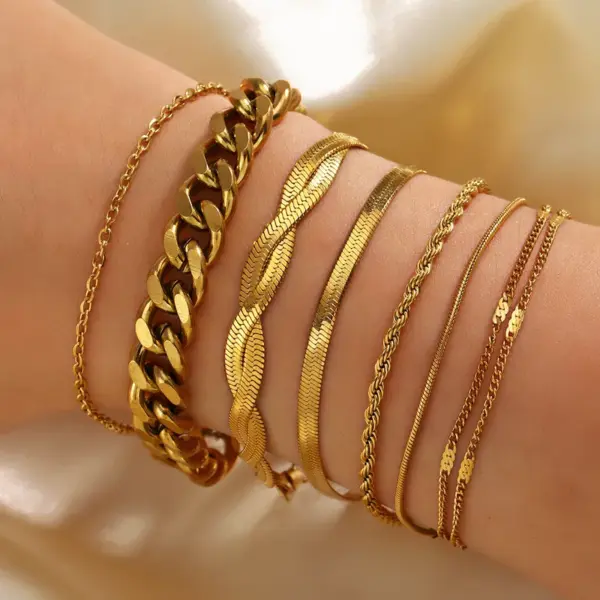Wholesale Simple Style Geometric Solid Color Stainless Steel Plating Chain Bracelets