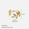Wholesale Jewelry Elegant Simple Style Leaves 304 Stainless Steel Open Rings