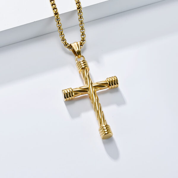 oly-a31673100d71f0716061c71752195f6d Wholesale Twist Titanium Cross Necklace Men's Personalized Hip Hop Punk Stainless Steel Cross Pendant