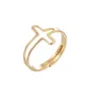 PVD Coated 18K Gold Real Gold Plated Solid Color 201 Stainless Steel Fashion Waterproof Non Tarnish Open Ring