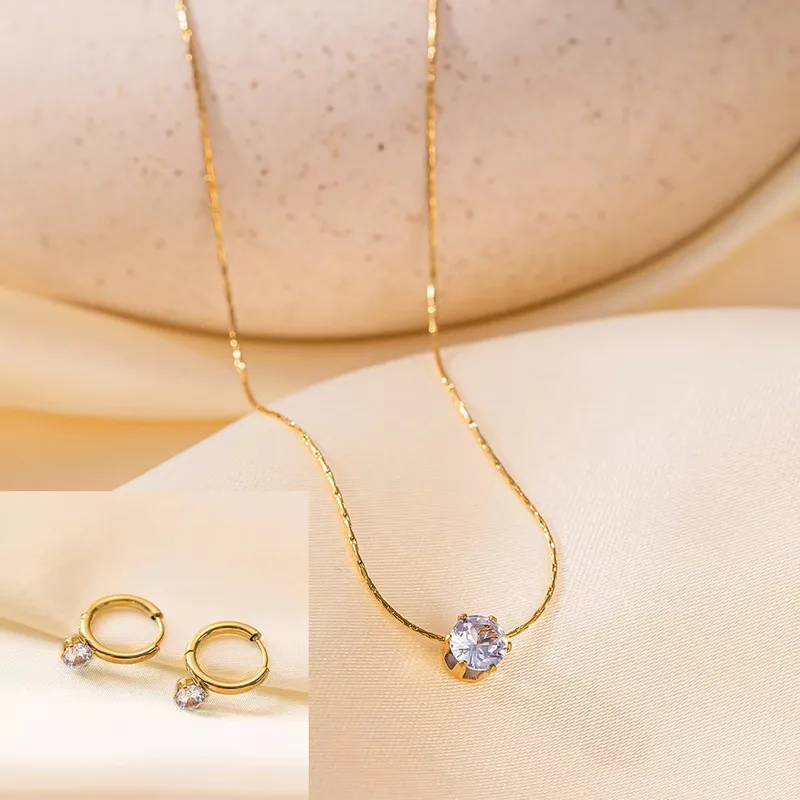 Wholesale 304 Stainless Steel Glass Geometric Solid Color Ion Plating (IP) Artificial Rhinestones 18K Gold Plated Elegant Waterproof Non Tarnish Inlay