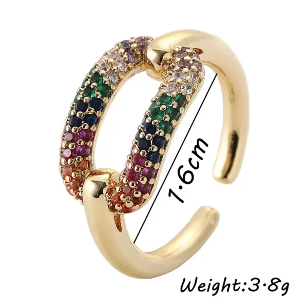 Wholesale Fashion Geometric Copper Gold Plated Zircon Open Ring In Bulk