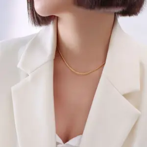 P054-Gold Thin Necklace 40 5cm