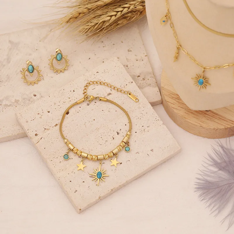 Wholesale PVD Coated 18K Gold Real Gold Plated Geometric Stainless Steel Fashion Waterproof Non Tarnish 304 Stainless Steel Necklace