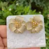 Wholesale 1 Pair Modern Style Classic Style Heart Shape Flower Inlay Copper Zircon 18K Gold Plated Ear Studs