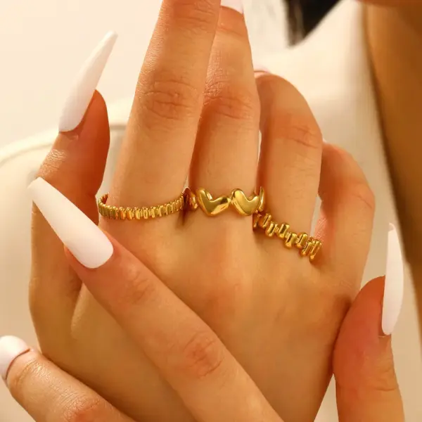Wholesale Jewelry Simple Style Classic Style Commute Geometric 304 Stainless Steel 18K Gold Plated Open Rings