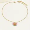 Wholesale Sweet Simple Style Butterfly Copper 18k Gold Plated Zircon Necklace In Bulk