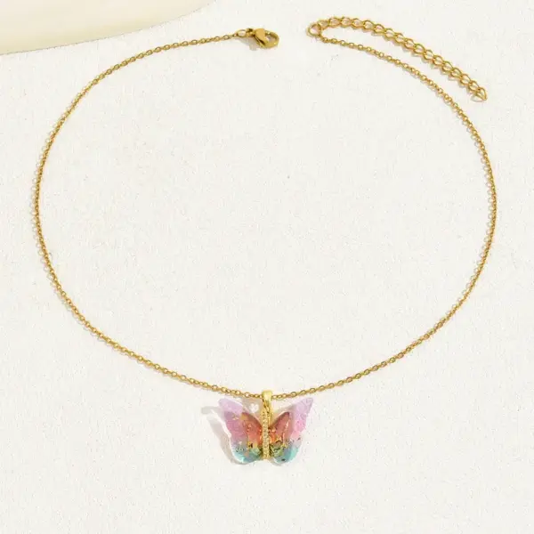 Wholesale Sweet Simple Style Butterfly Copper 18k Gold Plated Zircon Necklace In Bulk