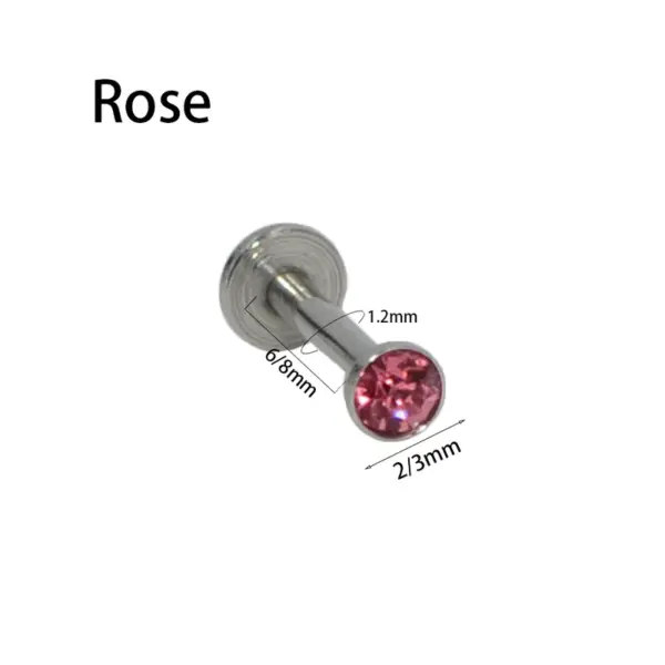 1 Piece Ear Cartilage Rings & Studs Hip-Hop Simple Style Round 304 Stainless Steel Inlay Rhinestones