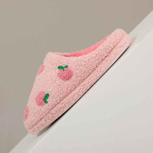 Wholesale Cross-Border Cute Pink Girly Peach Cartoon Home Cotton Slippers Warm Soft Bottom Silent Plush Slippers