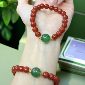 8mm imitation red agate dotted green [1 piece] bracelet