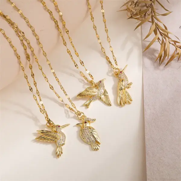 Wholesale PVD Coated Bird Titanium Steel Copper IG Style Simple Style Waterproof Non Tarnish Titanium Steel Pendant Necklace