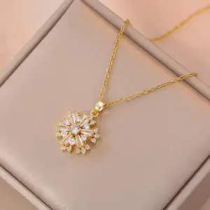 X0203 Snowflake Rotating Necklace