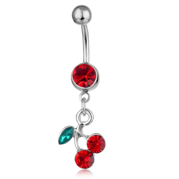 Belly Rings Fashion Peach Cherry Fruit Rhinestone