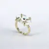 Wholesale Retro Devil's Eye Copper Gold Plated Glass Stone Open Ring 1 Piece