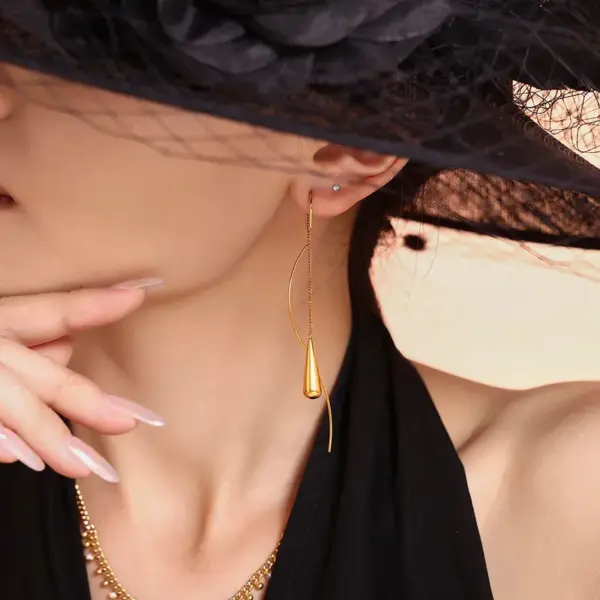 Wholesale PVD Coated Real Gold Plated 18K Gold Geometric 304 Stainless Steel Elegant Vacation Simple Style Waterproof Non Tarnish Drop Earrings