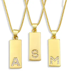 Copper Box Chain Letter Necklace