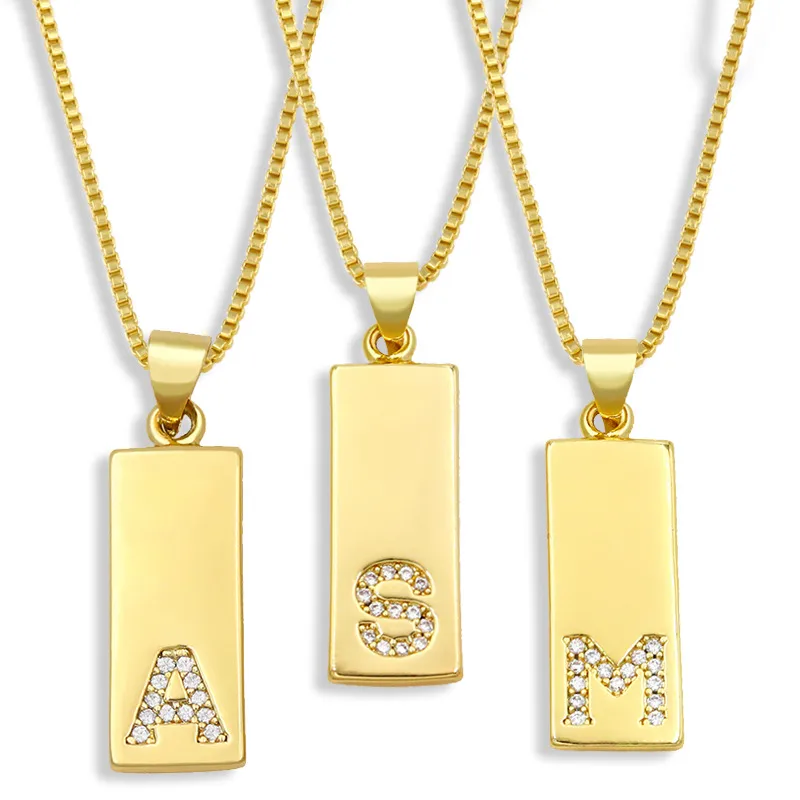 Wholesale Copper Box Chain Letter Necklace