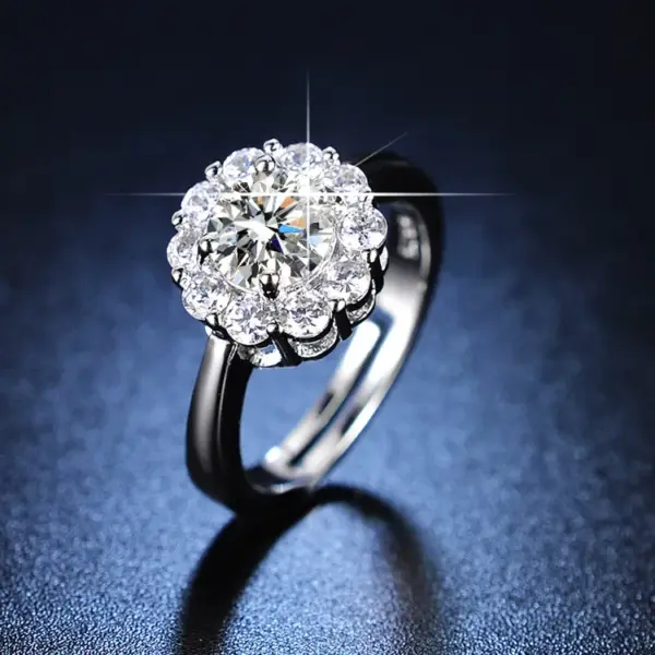 Shiny Geometric Copper Inlay Rhinestones Open Ring