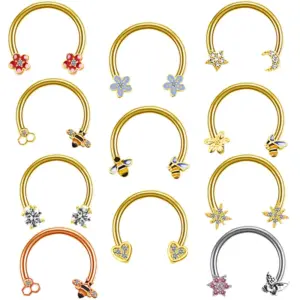 Wholesale 1 Piece Nose Rings & Studs Casual Star Flower Stainless Steel Copper Rhinestones Zircon