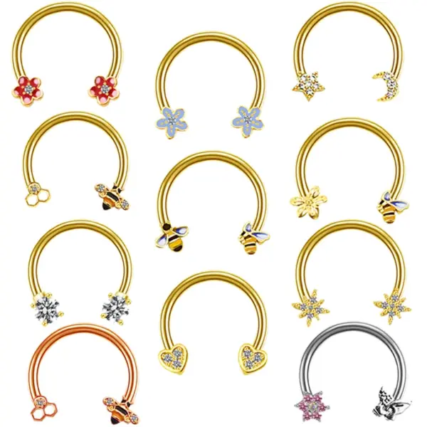 Wholesale 1 Piece Nose Rings & Studs Casual Star Flower Stainless Steel Copper Rhinestones Zircon