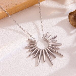 X665 sunflower necklace silver