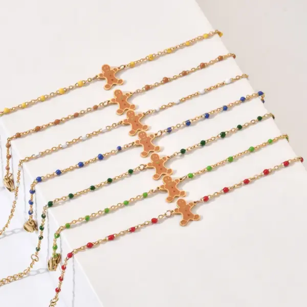 Wholesale Cartoon Style Cute Gingerbread Stainless Steel Bracelets In Bulk Christmas