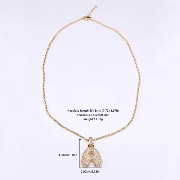 Wholesale Copper Simple Style Shiny Plating Hollow Out Inlay Letter Zircon Pendant Necklace