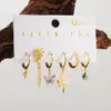 Copper 14K Gold Plated Yakemiyou Sweet Commute Inlay Flower Bee Butterfly Zircon Drop Earrings