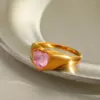 Wholesale Luxurious Open Heart Ring Set With Zirconia Stones Stainless Steel 18K Gold Plated Elegant Casual Fashion Jewelry For Women