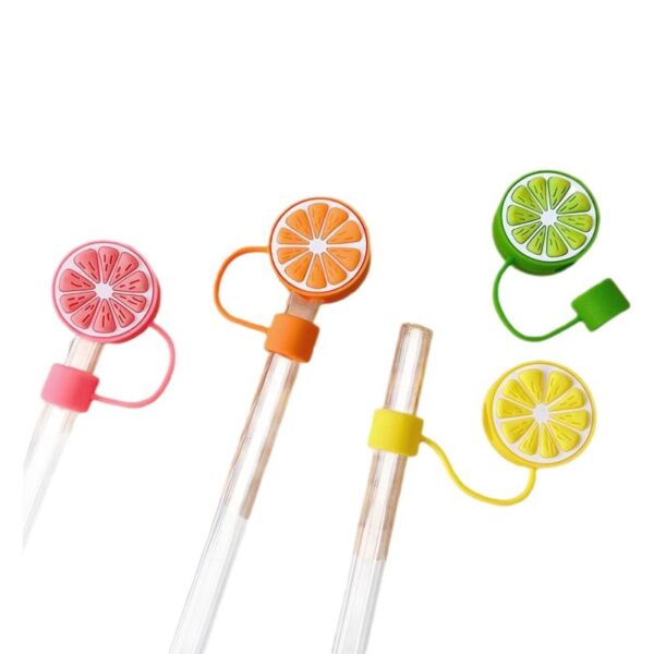 Wholesale Cross-border explosions lemon four-color straw cap dust-proof straw plug dust-proof straw sleeve 8mm diameter straw 10mm